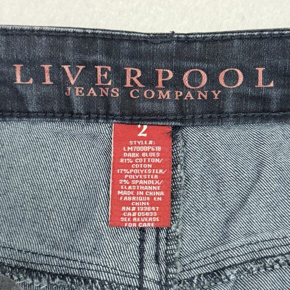 Liverpool Womens Michelles Capri Dark Blue Leopard Print Stretch Denim Size 2 - Picture 2 of 14